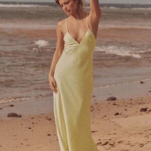 Elegant Yellow Spaghetti Strap Dress